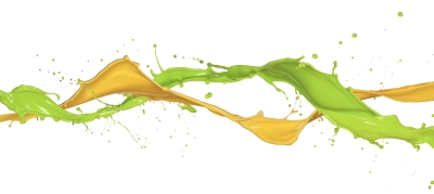 Colored paint splashes isolated on white background