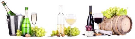 champagne, red and white wine