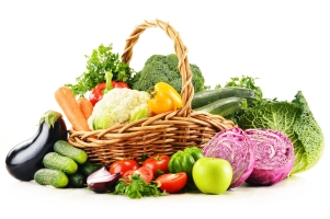 Variety of fresh organic vegetables isolated on white