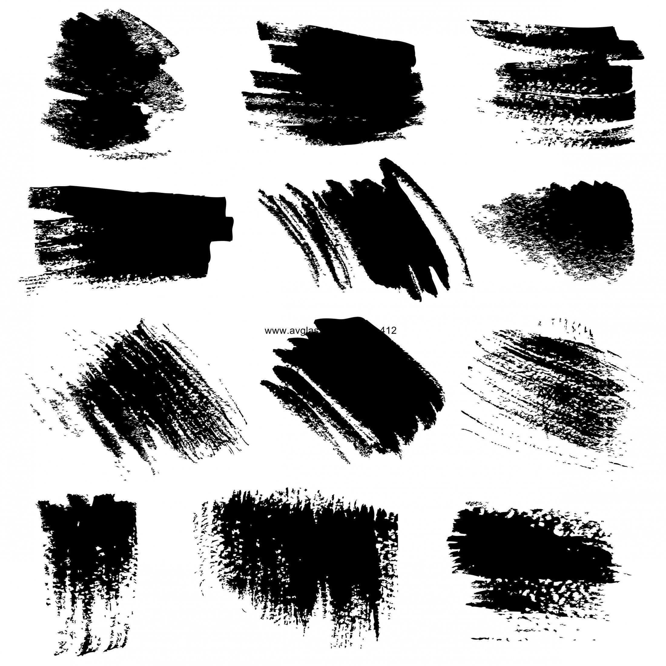 Textured brush strokes drawn ink set1