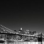Brooklyn Bridge and Manhattan Skyline At Night, New York City
