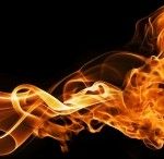 fire and smoke on a black background